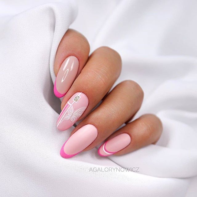Pink almond nails