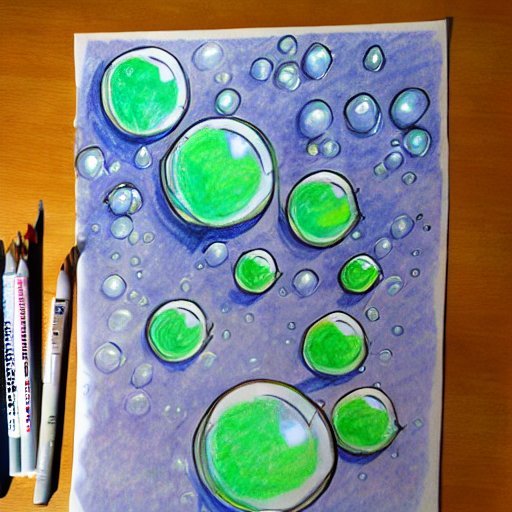 drawing of bubbles colored