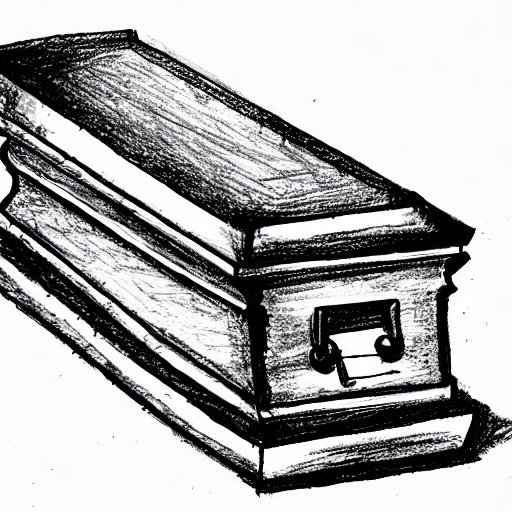 A coffin drawing