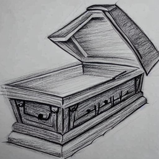 An open coffin drawing