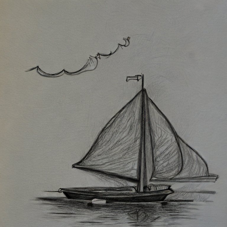 A drawing of a boat