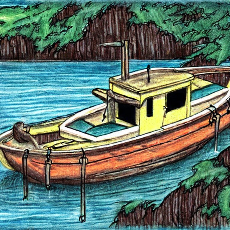 A drawing of a boat