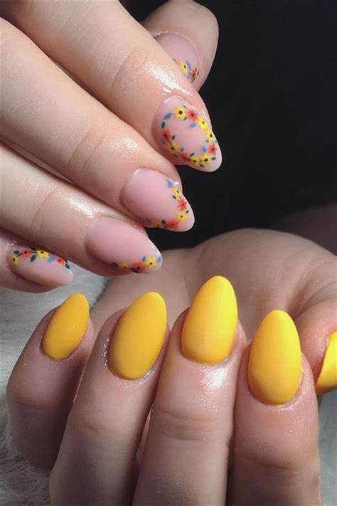 Yellow almond nails