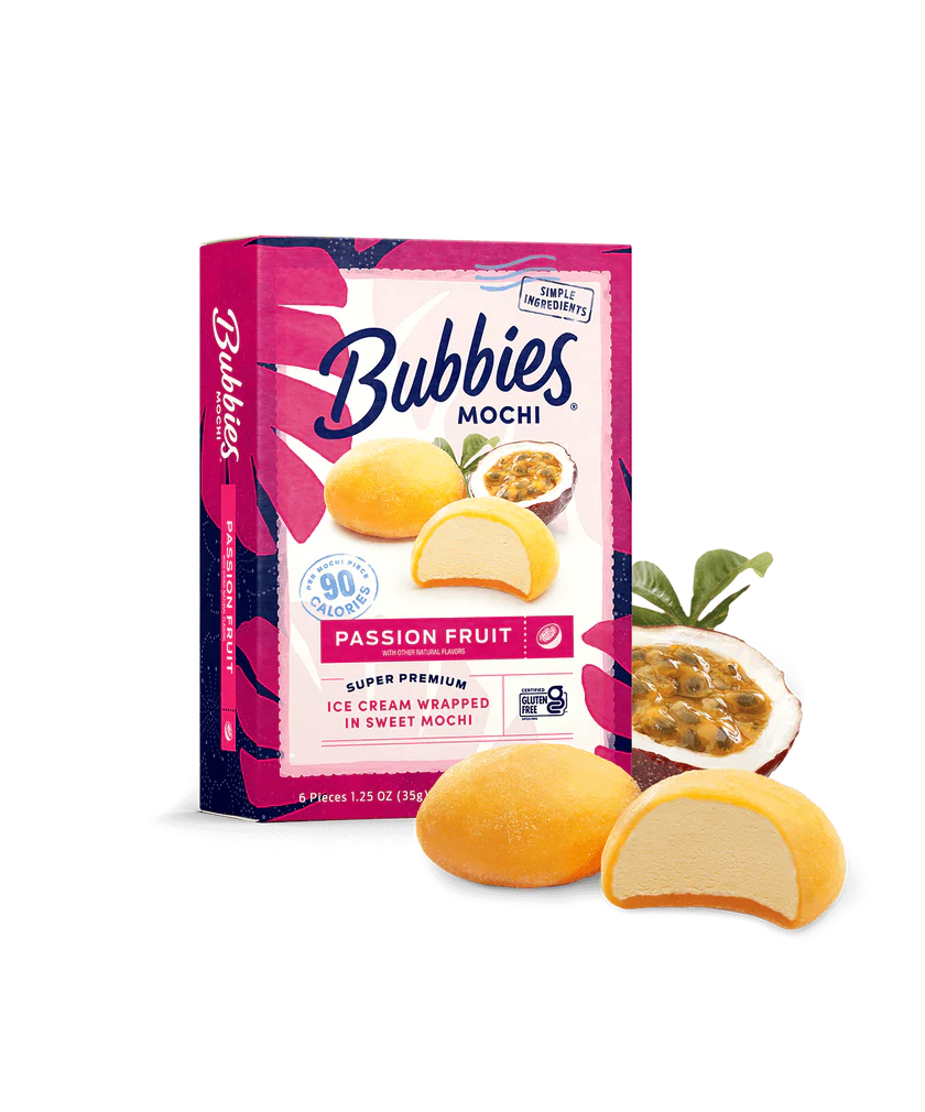 Passion Fruit Bubbies Mochi Ice Cream Product Card Box