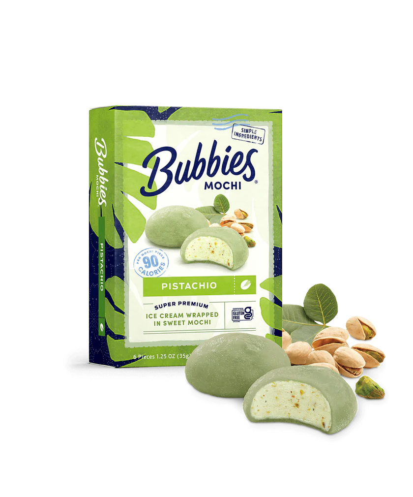 Pistachio Bubbies Mochi Ice Cream Product Card Box