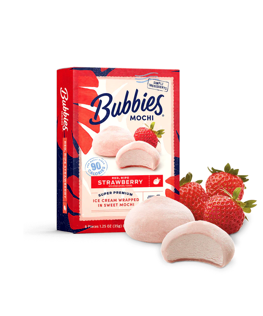 Red Ripe Strawberry Bubbies Mochi Ice Cream Product Card Box