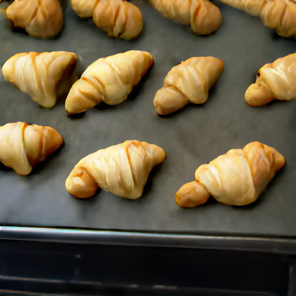 Mini Croussants in the kitchen furnace